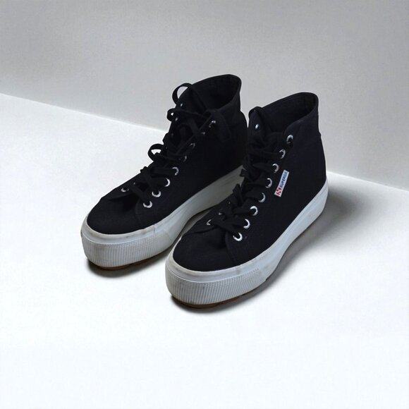 Superga 2708 High Top | Size 8 Black/White | Superga Black High Tops - Picture 1 of 9
